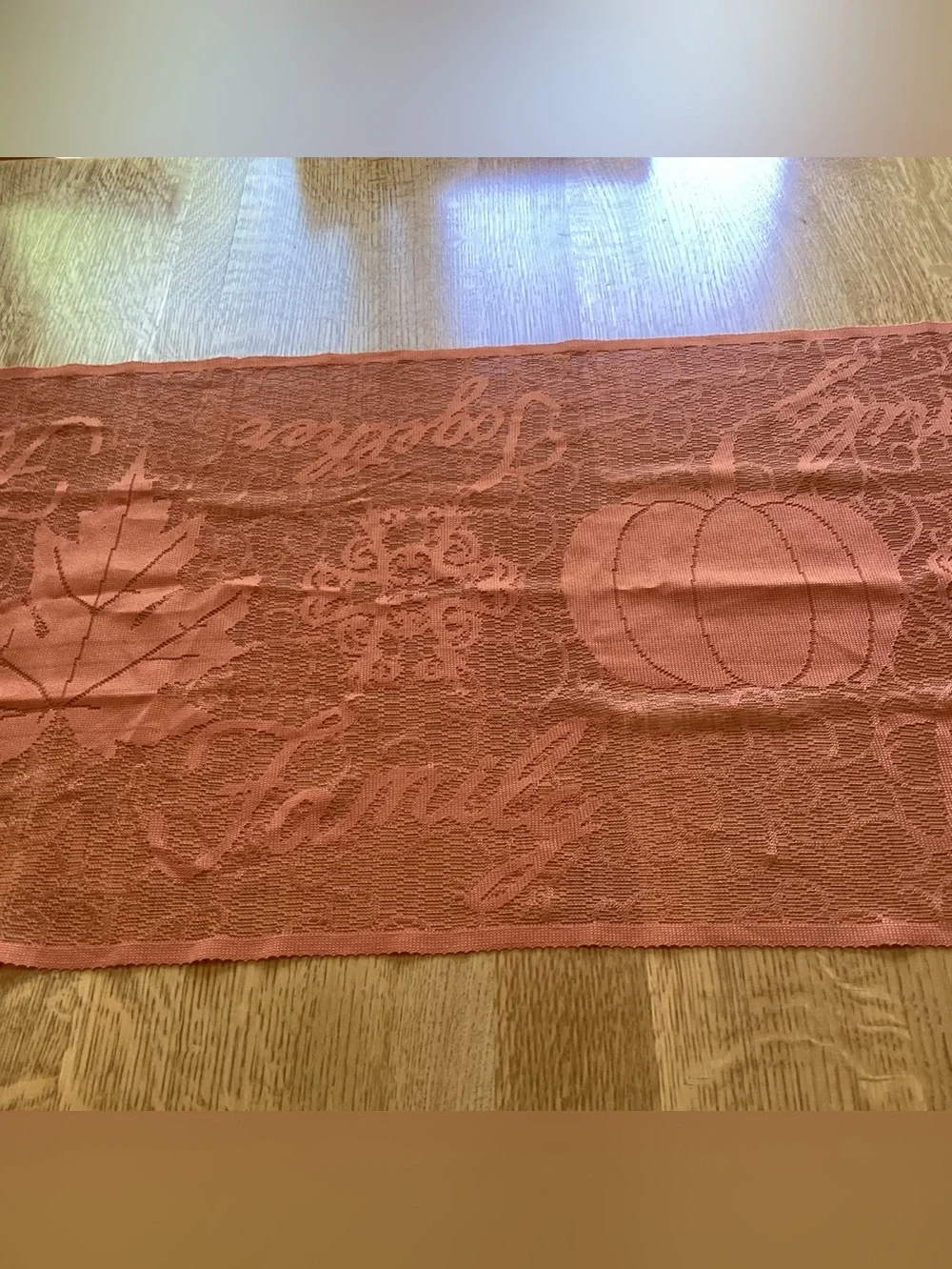 Fall Harvest Orange Table Runner 80” X 19.5 Family Together, Thanksgiving Autumn